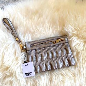 Poverty Flats silver clutch wristlet